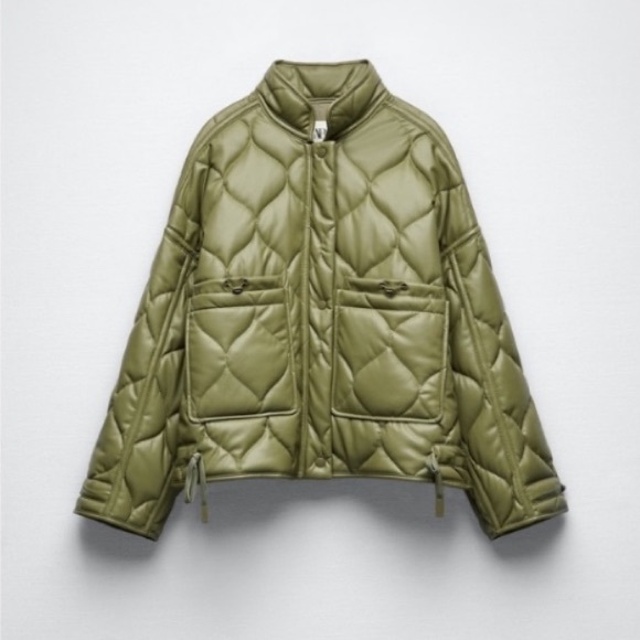 Zara Jackets & Coats Zara Faux Leather Quilted Puffer Jacket Poshmark